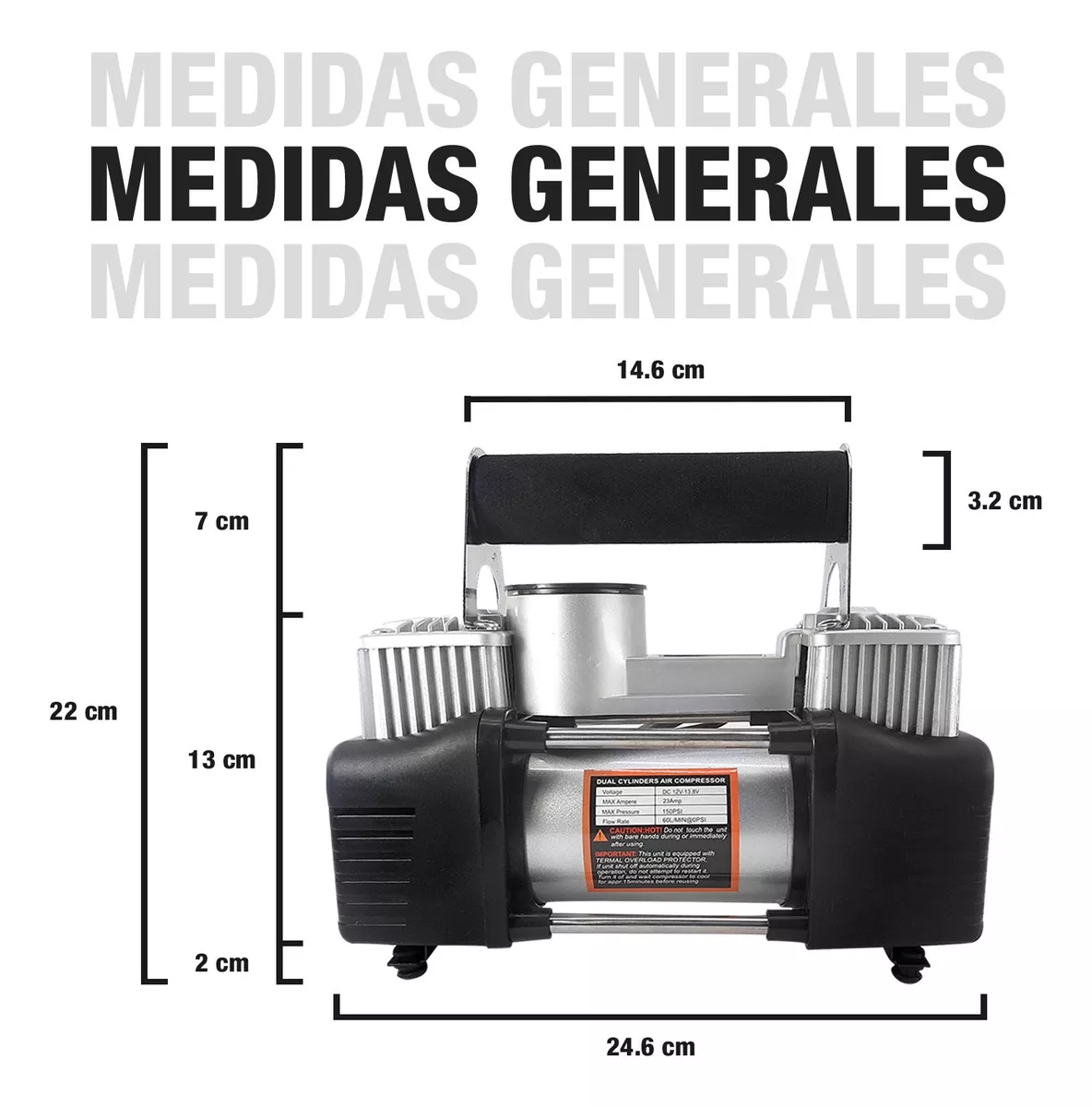 INFLADOR DE NEUMATICOS DOBLE CILINDRO CON MANOMETROS (PIDE Y PAGA EN CASA)