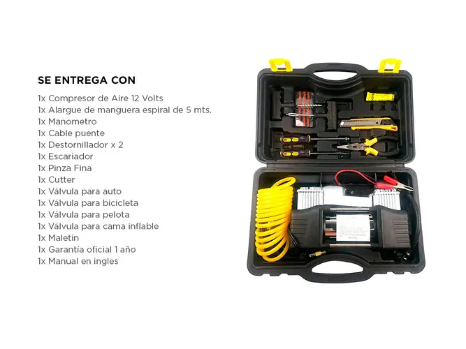 INFLADOR DE NEUMATICOS DOBLE CILINDRO CON MANOMETROS (PIDE Y PAGA EN CASA)